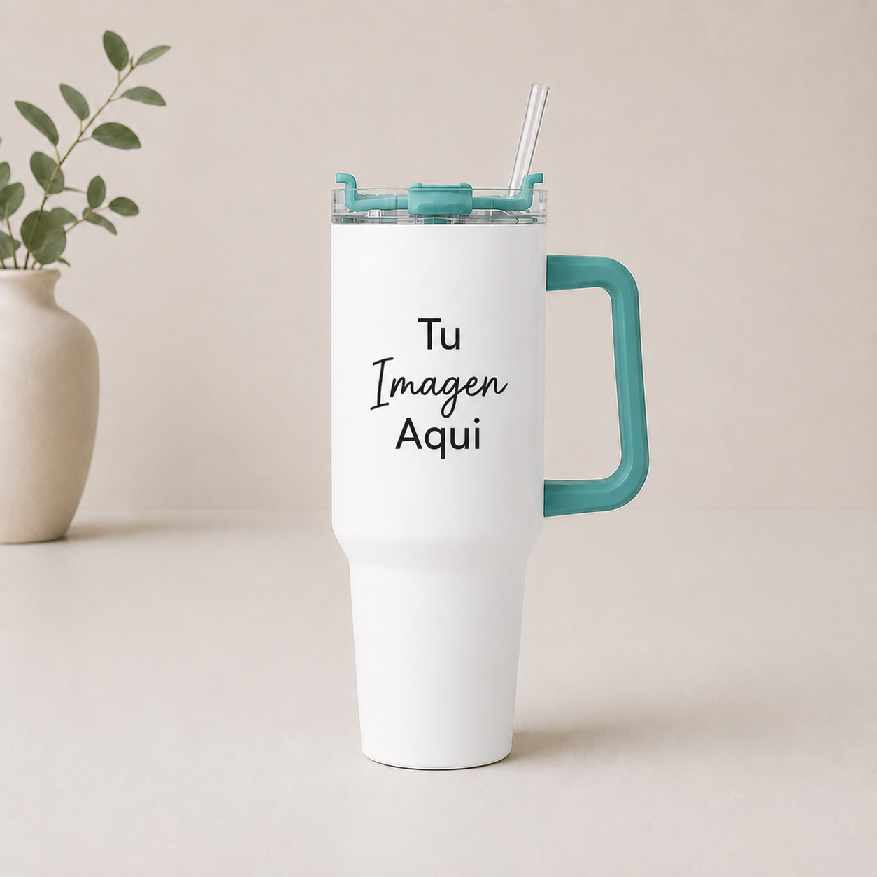 Tumbler 40oz con aza de color personalizada