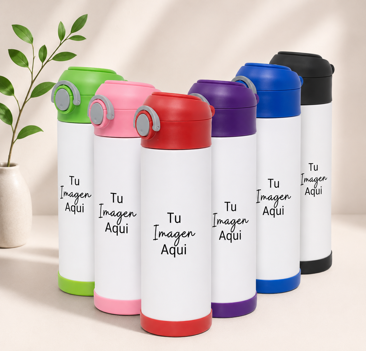Vaso infantil de 12oz personalizado con tapa abatible y cierre de seguridad