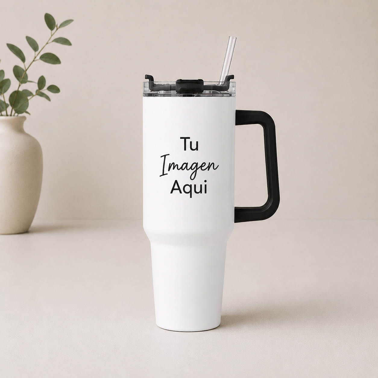 Tumbler 40oz con aza de color personalizada