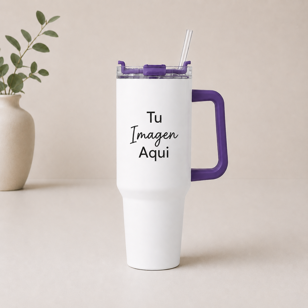 Tumbler 40oz con aza de color personalizada