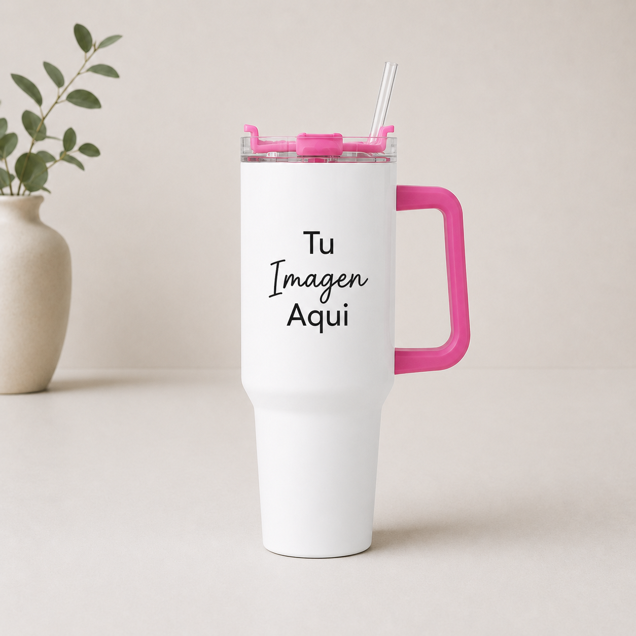 Tumbler 40oz con aza de color personalizada