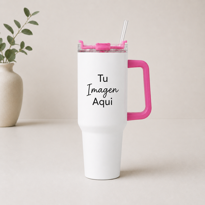 Tumbler 40oz con aza de color personalizada