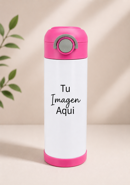 Vaso infantil de 12oz  personalizado con tapa abatible y cierre de seguridad