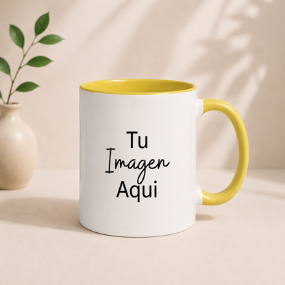 Taza interior y mango de colore 11 oz personalizada