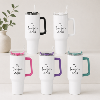 Tumbler 40oz con aza de color personalizada