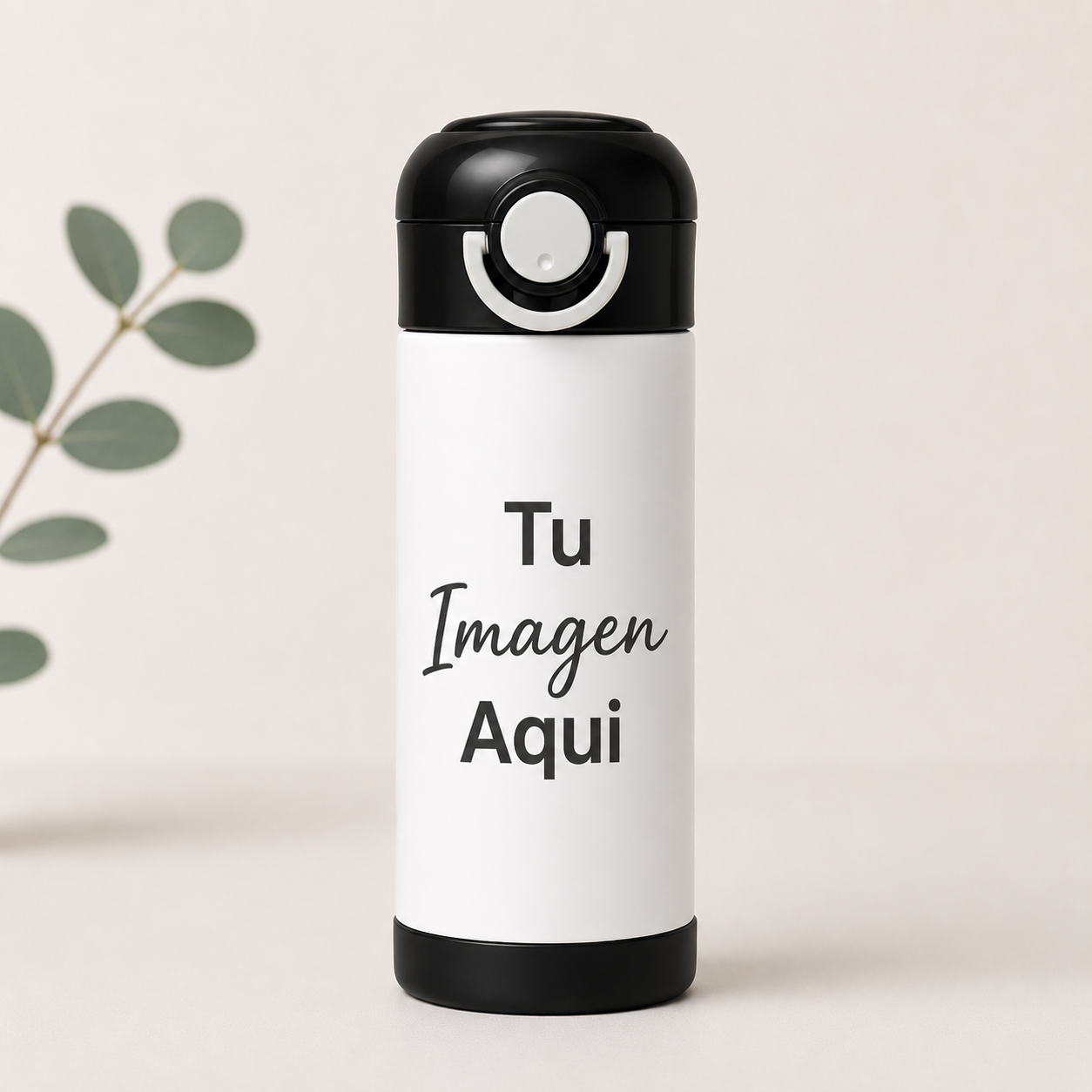Vaso infantil de 12oz  personalizado con tapa abatible y cierre de seguridad