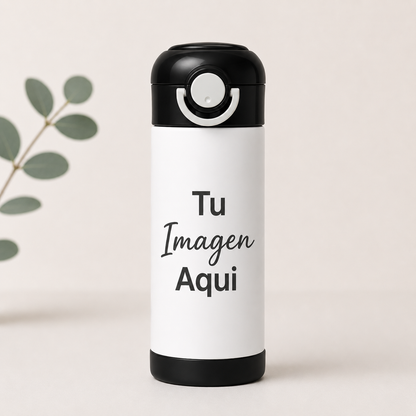 Vaso infantil de 12oz  personalizado con tapa abatible y cierre de seguridad